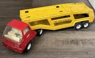 Vintage Tonka Car Hauler Carrier Pressed Steel Truck Red & Yellow nice original!