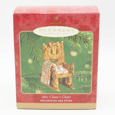 Mrs. Claus's Chair 2001 Hallmark Carved Rocking Chair Ornament MIB