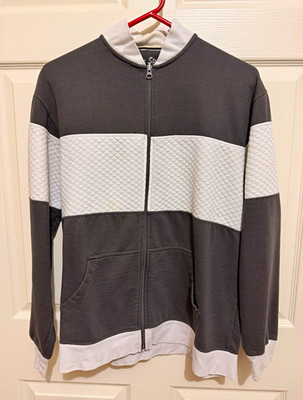 Blue Stone Men's XL Gray/White Colorblock Full Zip Mock Neck Cotton Sweatshirt