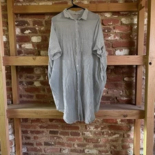 Grade & Gather Women’s Oversized Striped Short Sleeve Button Down Knee Length