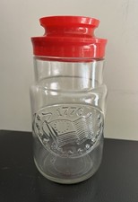 Vintage 1976 Maxwell House Coffee Anchor Hocking Jar With 1776 Flag Red Lid