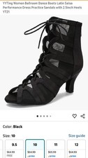 YYTing Women Ballroom Dance Boots Latin Salsa Performance Practice Black YT21