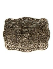 Crumrine Western Belt Buckle Floral Scrolling Antique Silver C10116