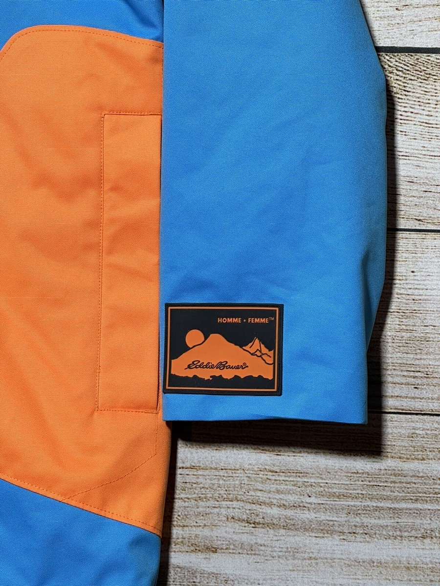 Eddie Bauer X HOMME FEMME Down Insulated Parka Orange and Blue