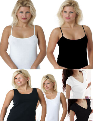 2 pack ladies' top undershirt cotton tank top, tumble dryable, eco Tex 100