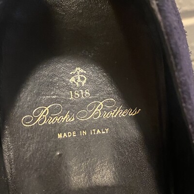 Mens Brooks Brothers Navy blue suede Wingtip Oxfords shoes 