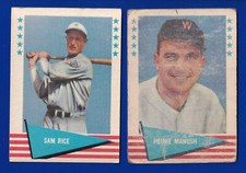 2 SENATORS LOT 1961 FLEER #57 HEINIE MANUSH #70 SAM RICE 