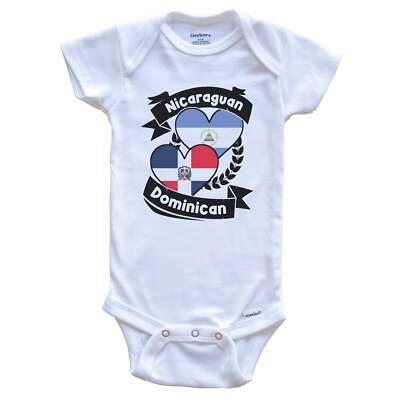 Nicaraguan Dominican Heart Flags Nicaragua Dominican Republic Baby Bodysuit