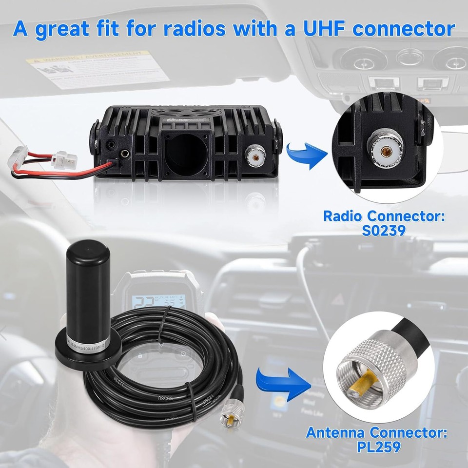 Bingfu Antenne Radio VHF UHF 136-174MHz 400-470MHz Bi-Bande Gain Élevé