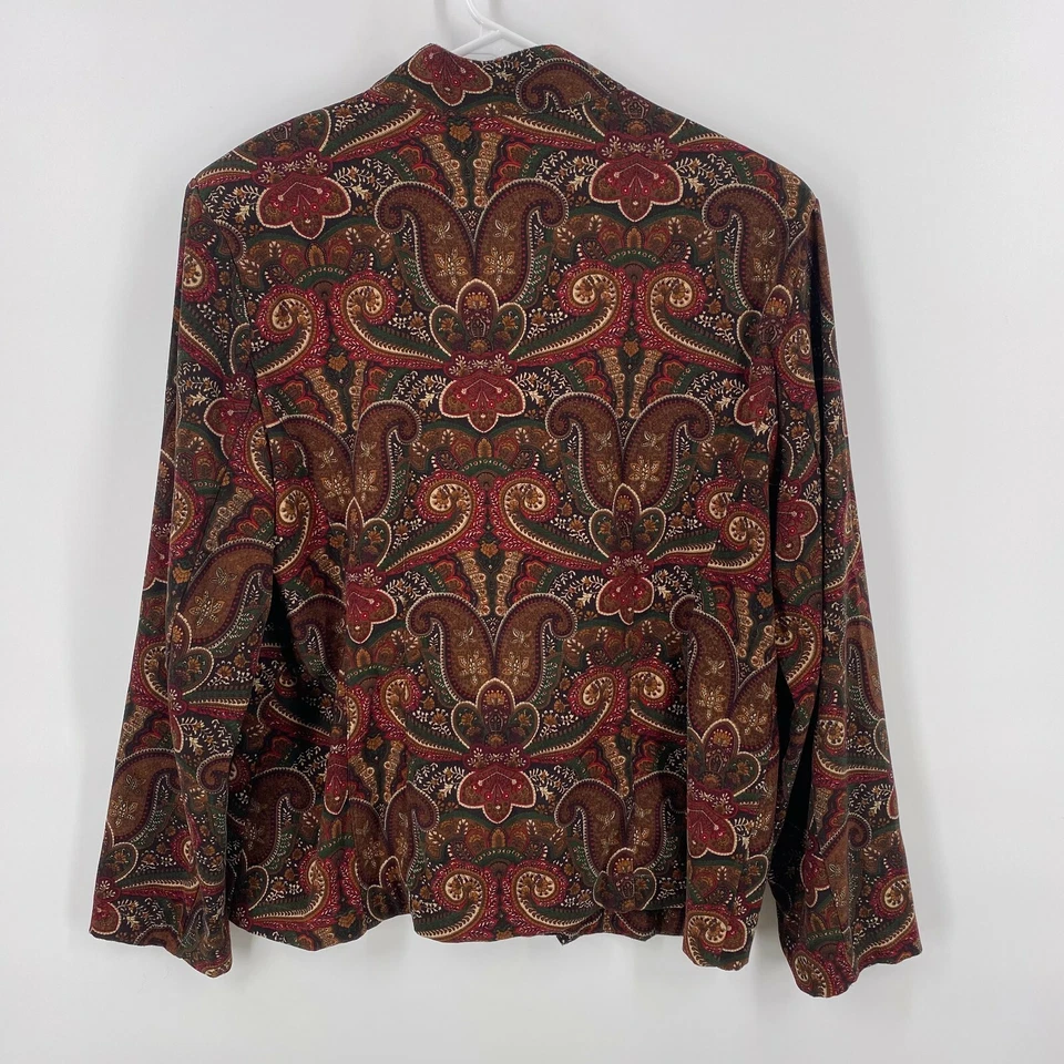 Elementz Women’s Brown Paisley Full Zip Jacket Tops Style# MM0J0078 Large - Image 2 of 3