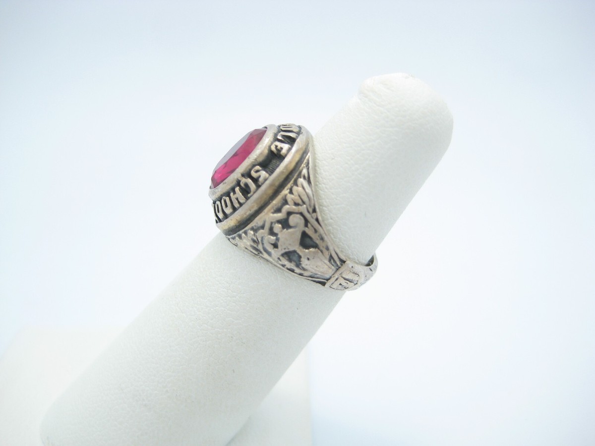 Derby Middle School 1971 Sterling Silver 15mm Class Ring Stone 