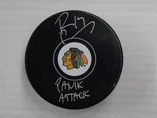 RICHARD PANIK SIGNED CHICAGO BLACKHAWKS TEAM PUCK INSCRIBED PANIK ATTACK BAS COA