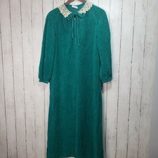Vintage JC Penney Women's Green Front Zip Robe Housecoat Size Small Union Made
