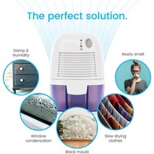 Air Dehumidifier Compact Portable Ultra Quiet Damp Mould Moisture 500ml Home UK