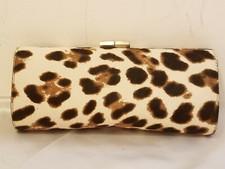 JIMMY CHOO Pony Hair Leopard Print Natural Luxury Tube Clutch 1,195 Retail