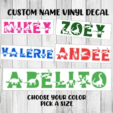 Dinosaur Custom Name Decal Lettering Sticker Text Vinyl Wall Door Window