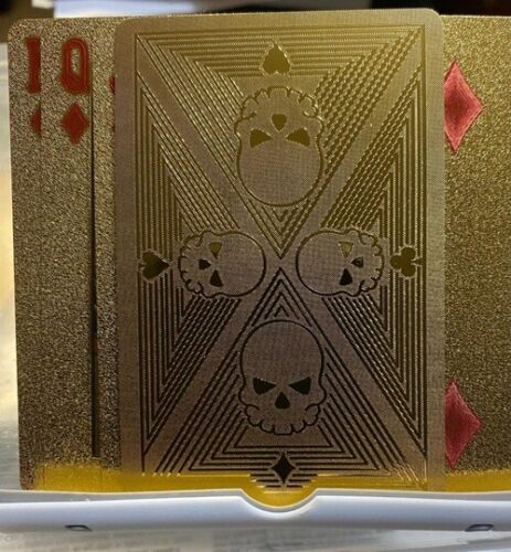 24k Gold Foil Poker Playing Cards With Matching Box SKULL Design - Picture 3 of 5