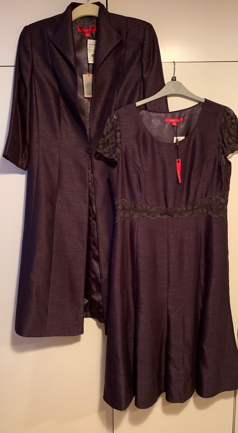 Jacques Very Size 14 Datk Brown Dress & Long Jacket Set RRP £358