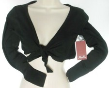 MIRELLA Black Long Sleeve Tie Top Sweater Ladies Sizes M1104 S/M M/L SOFT