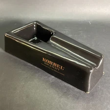 KORBEL BRANDY Black Gold Ceramic Advertising SINGLE SLOT CIGAR ASHTRAY
