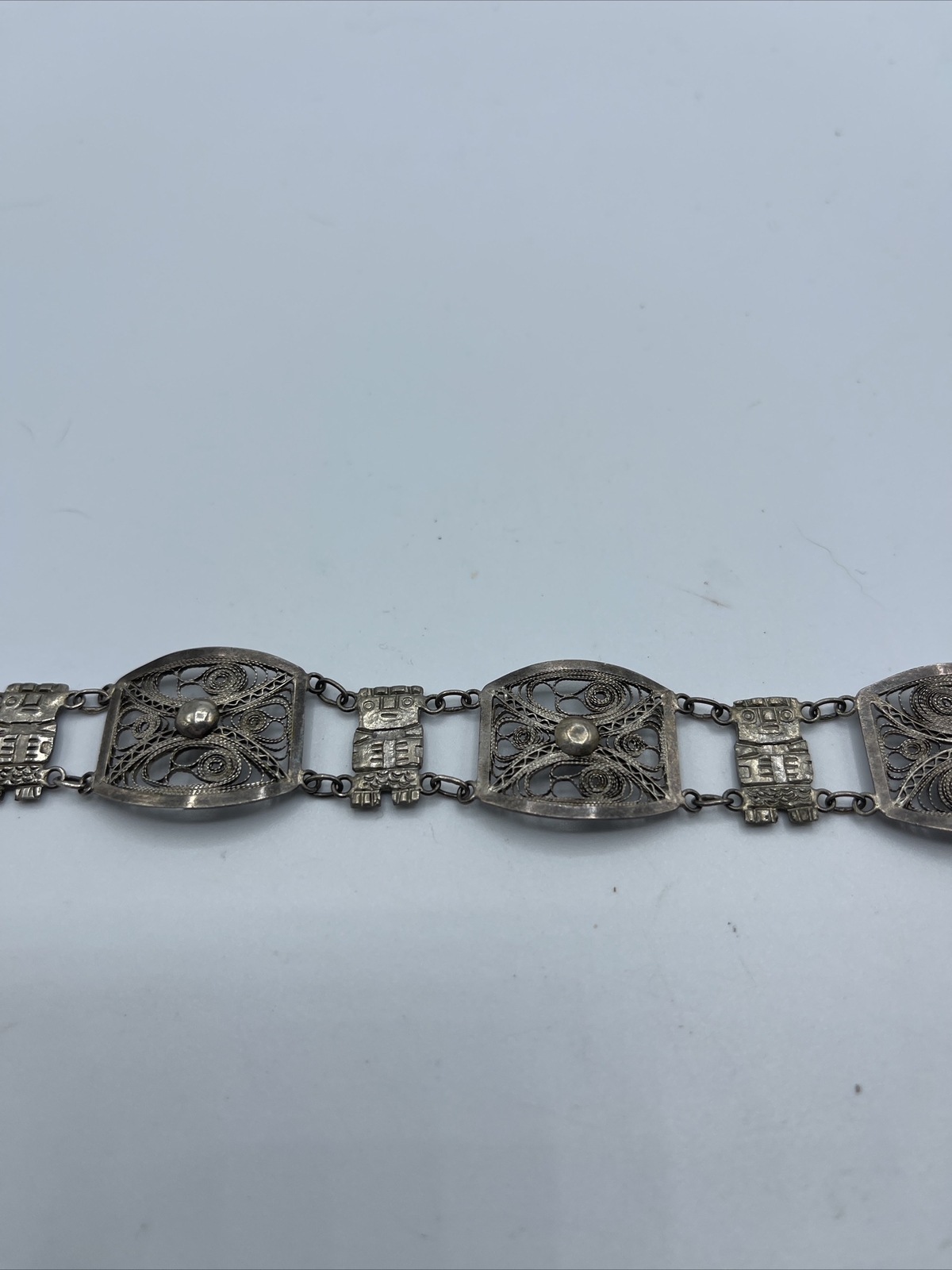 Beautiful Vintage 900 Sterling Silver Flower And Aztec Filigree ...