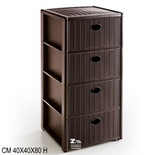 CASSETTIERA ELEGANCE 4 CASSETTI CM 40X40X80 H COLORE MOKA RATTAN