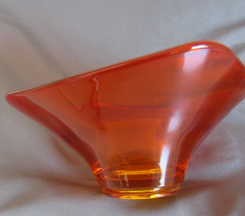 Vintage Viking Epic Amberina Persimmon Orange bowl candy dish 7" x 3" glows - Picture 3 of 5