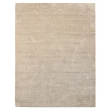 Eco-Friendly Hand Knotted Loom Silk Mix Area Rug Solid Cream BBH Homes BBLSM111