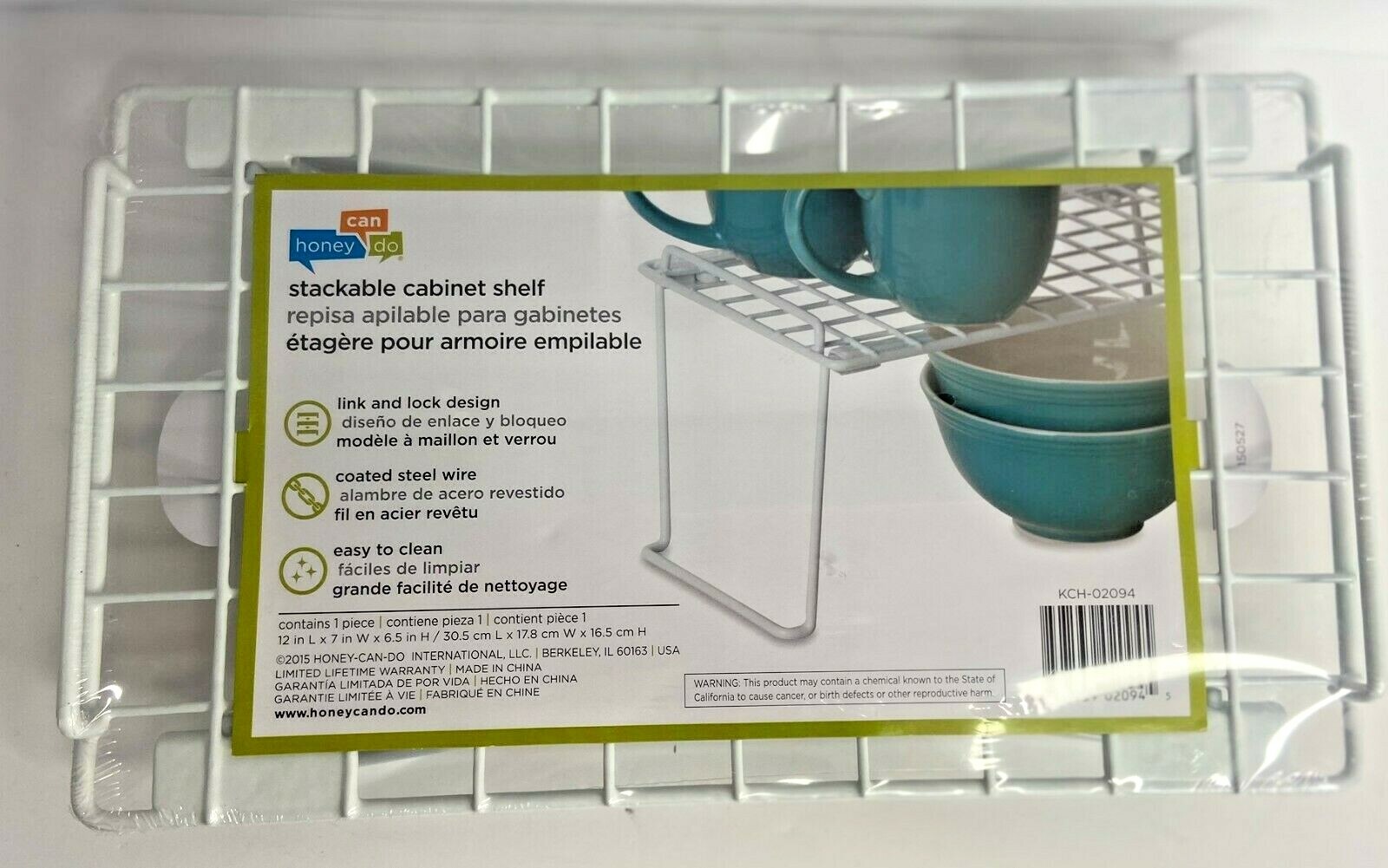 Honeycando 12in Stackable Cabinet Shelf Organizer 7x6.5in in Size New-image