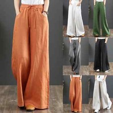 Women Summer High Waisted Palazzo Pants Wide Leg Long Pant Trousers With Pocket