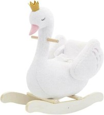 Labebe - Plush Rocking Horse Wooden, Baby Riding Animal White Swan, Kid Ride On