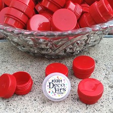 50 .25oz Mini RED JARS Red Caps Cosmetic Container 3301 Meds 1/4oz USA DecoJars