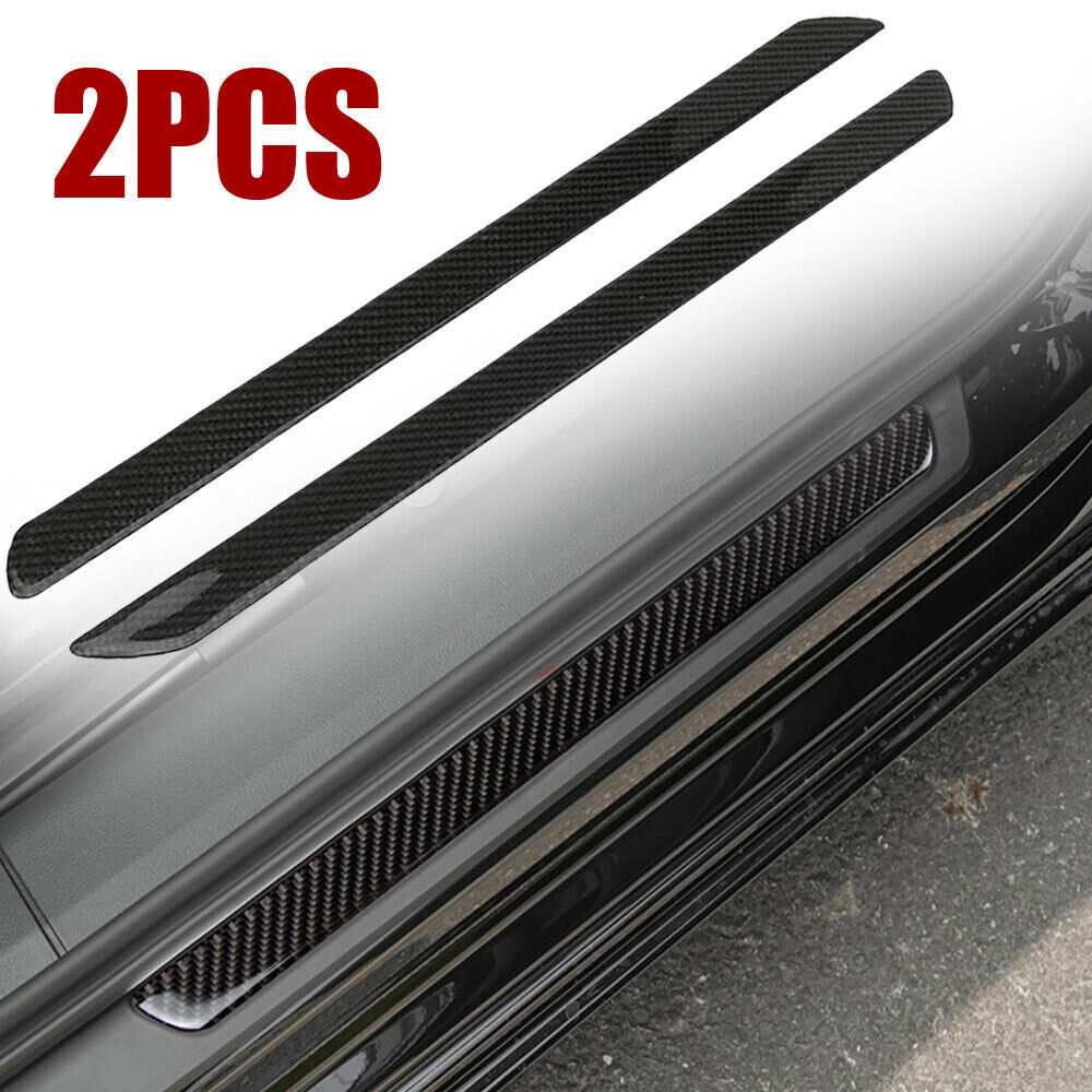 2PCS Carbon Fiber Car Door Sill Protector Scuff Plate Cover Sticker Durable Anti-Scratch