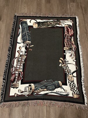 Vintage Golf Blanket Made in USA 42  x 56  Shaw Rugs 100% Cotton
