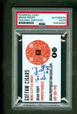 Brian Propp Signed Guffaw Cigars Buisness Card PSA Authentic Encased