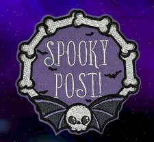 New Spooky Post Bones Skull Embroidered Biker Iron On Patch
