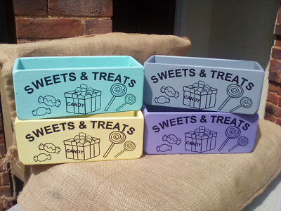 SALE!! Wunderschöne pastellbemalte ''SWEETS & TREATS'' Aufbewahrungsbox. 4 Farben.