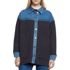 Sandro Paris Gwenaelle Denim Jacket Style Cardigan Deep Navy Size 0