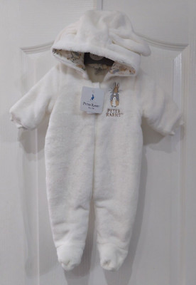 Baby Unisex Peter Rabbit Elfenbein Schneeanzug Kinderwagen Kapuze All In One 6/9 Monate