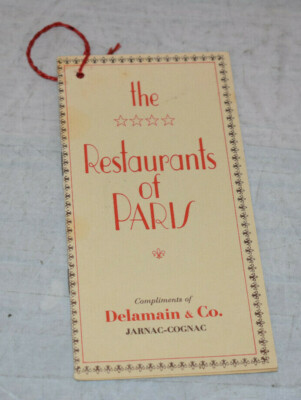 1966 The 4 Star Resturants of Paris Brochure Delamain Co Cognac Collectible