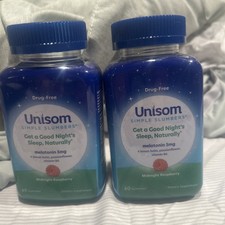 2 Unisom Simple Slumbers, Melatonin 5 Mg Drug Free 60 Gummies Each New