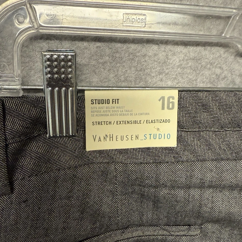 Van Heusen Bass Pants Lot Of 2 Sz 16 Black Gray Stripe Pockets Plus Size Womens - Image 3 of 4