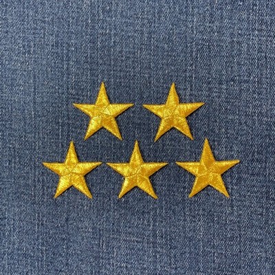 5-Pack Star Applique Patch - Gold Embroidered Badge 1.25'' (Iron on)