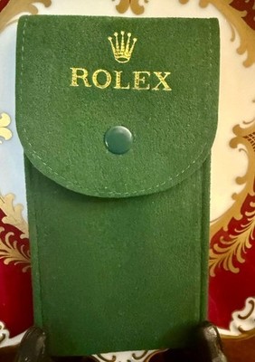 Rolex OEM Green Suede Travel Watch Pouch Plus Divider Card, New w/o T