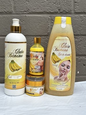 4pcs. Gluta BANANA Hydrating body Lotion, shower gel, face cream and serum. 4pcs
