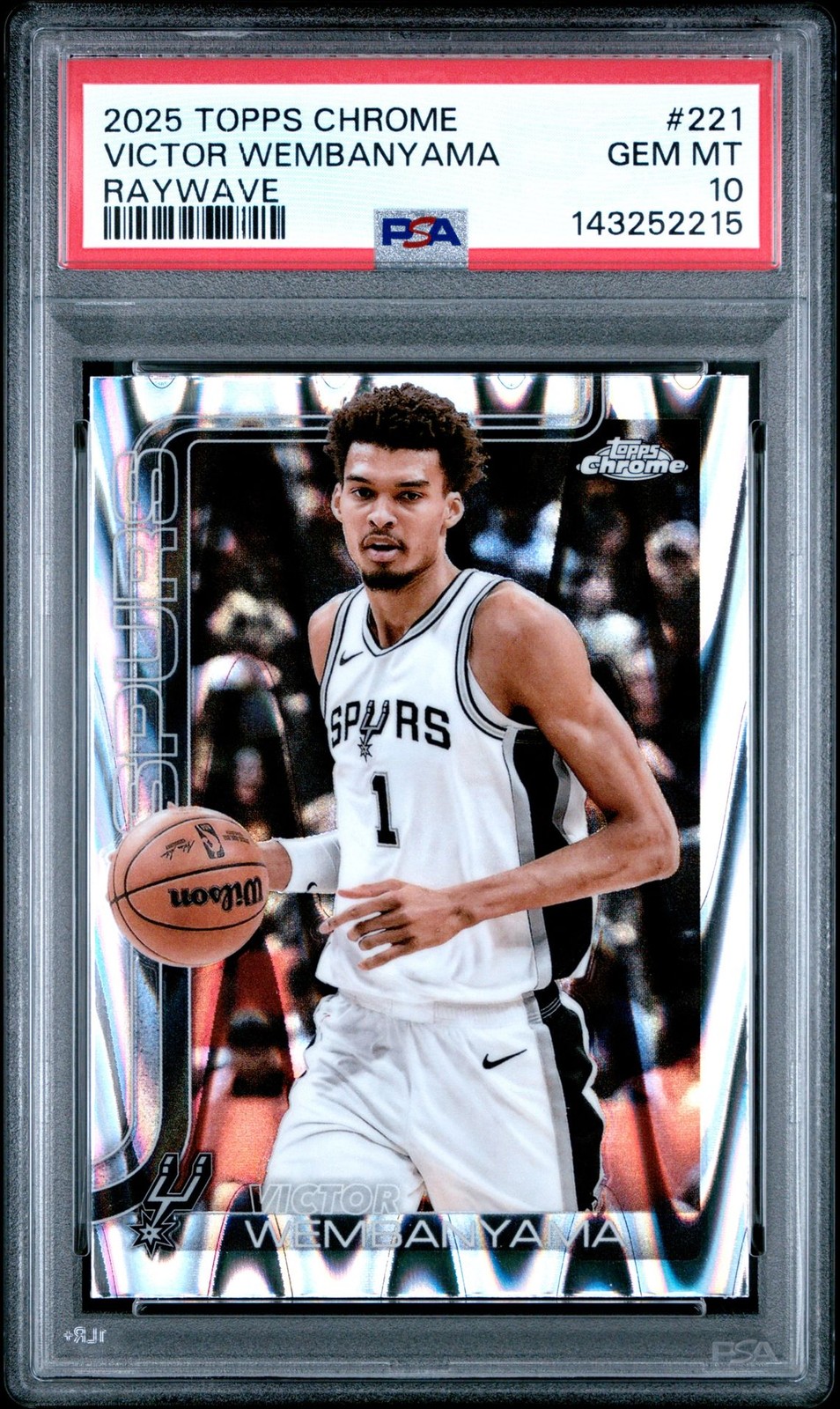 2025 Topps Chrome VICTOR WEMBANYAMA RAYWAVE #221 PSA 10 GEM MINT POP 1