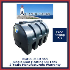 1360ltrs Horizontal Single Skin Platinum Domestic Heating Oil Storage Tank