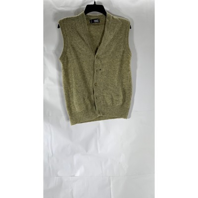 GERARD FORTIER Men's Olive Green Wool-Blend V-Neck Button-Up