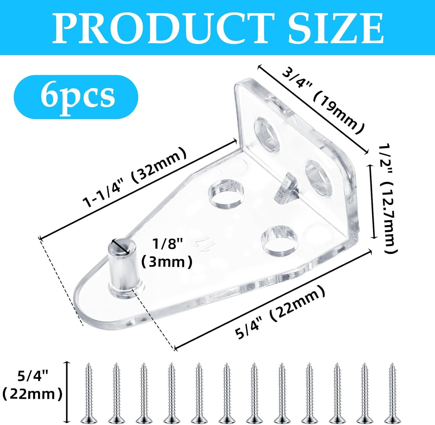 6 Pieces Hold down Bracket 1 Inch Mini Brackets for Blinds Clear Plastic Blind B