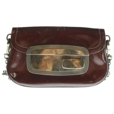 Prada Mirror Flap Chain Shoulder Bag Red Vintage Authentic